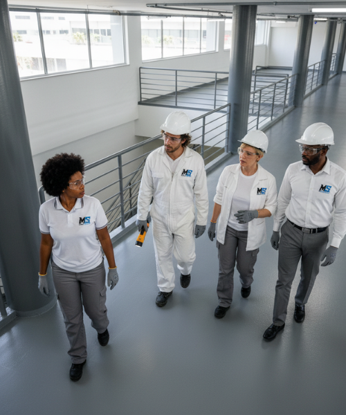 Equipe MS Epóxi em obra com padrão técnico