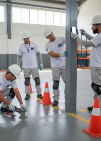Manutenção e repintura preventiva para prolongar vida útil de pisos e estruturas